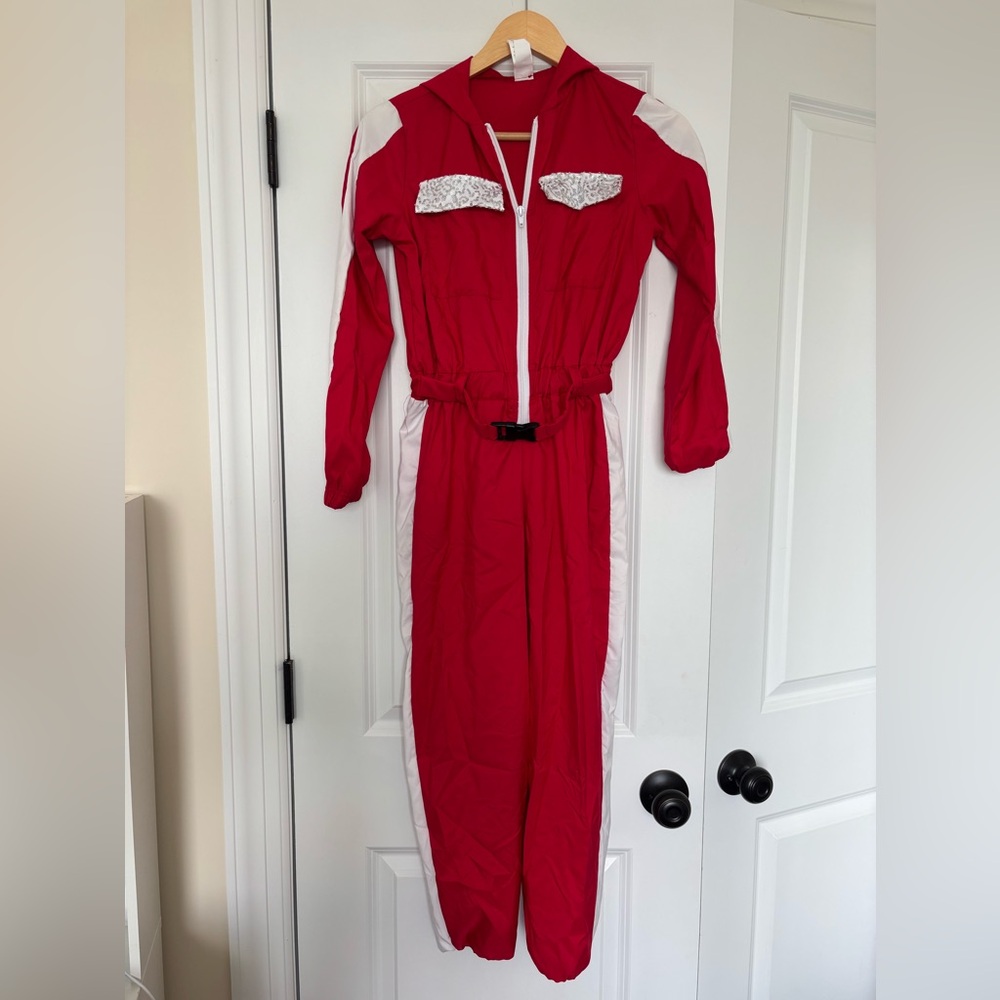 Weissman Showtime Where My Girls At 17462 Red and White Sequin Jumpsuit Size MC